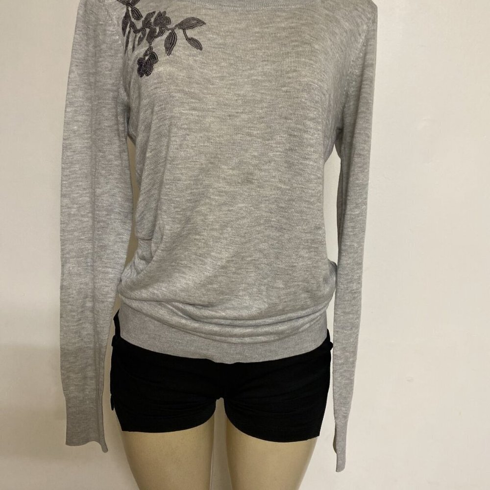H&M Women's Pullover Sweater Knitted‎ Sequin Rucheed Sides  Size M